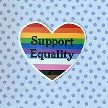 Load image into Gallery viewer, Support Equality LGBTQIA+ Rainbow Heart Sticker