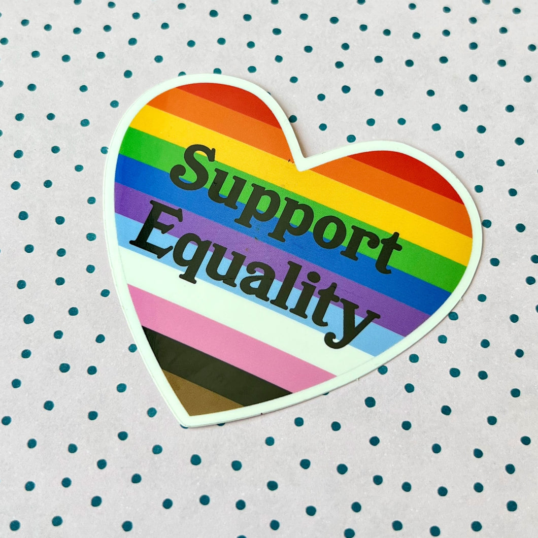 Support Equality LGBTQIA+ Rainbow Heart Sticker