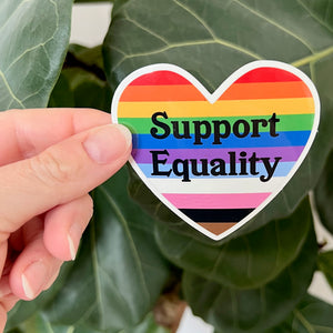 Support Equality LGBTQIA+ Rainbow Heart Sticker