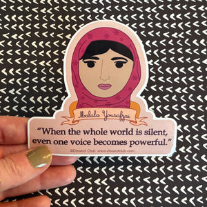 Malala Yousafzai Portrait "One Voice" Quote Sticker