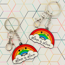 Load image into Gallery viewer, Love is Love PRIDE Rainbow Metal Keychain