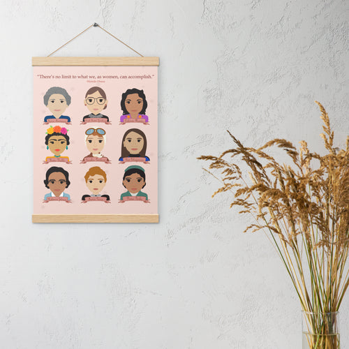 Inspiring Women in History Poster with Wood Hangers