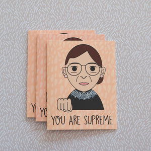 3 Card Pack: RBG Ruth Bader Ginsburg "You Are Supreme" Greeting Cards