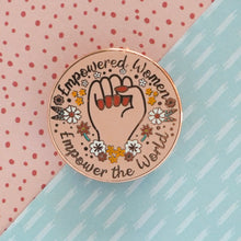 Load image into Gallery viewer, Empowered Women Empower the World Card, Enamel Pin &amp; Sticker Gift Set