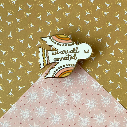 We Are All Connected Enamel Dove Pin