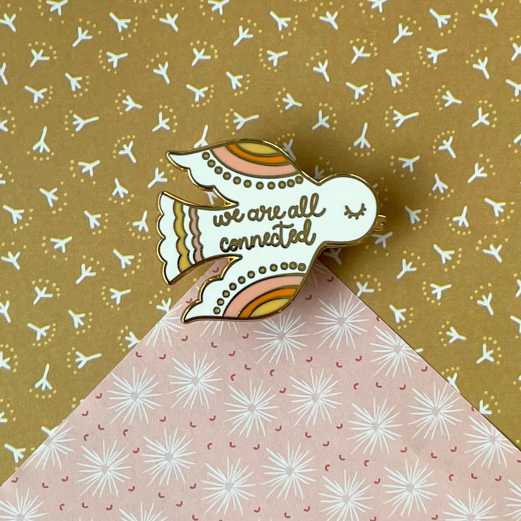 We Are All Connected Enamel Dove Pin