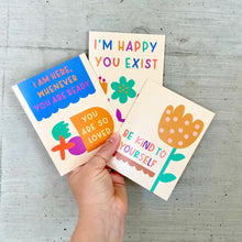 Load image into Gallery viewer, 3 Card Pack: Encouraging Mental Health &amp; Emotional Support Greeting Cards