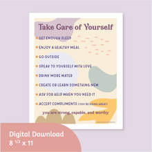 Load image into Gallery viewer, Download: Take Care of Yourself Self-Care, Self-Love Tips, Affirmations
